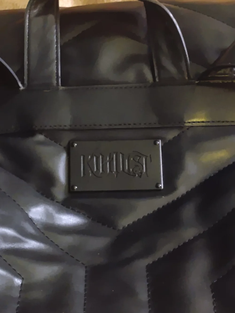 KIHLIST Black Quilted Bag - Black Vegan Leather.